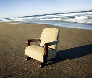 Preview wallpaper sea, beach, chair, shadow