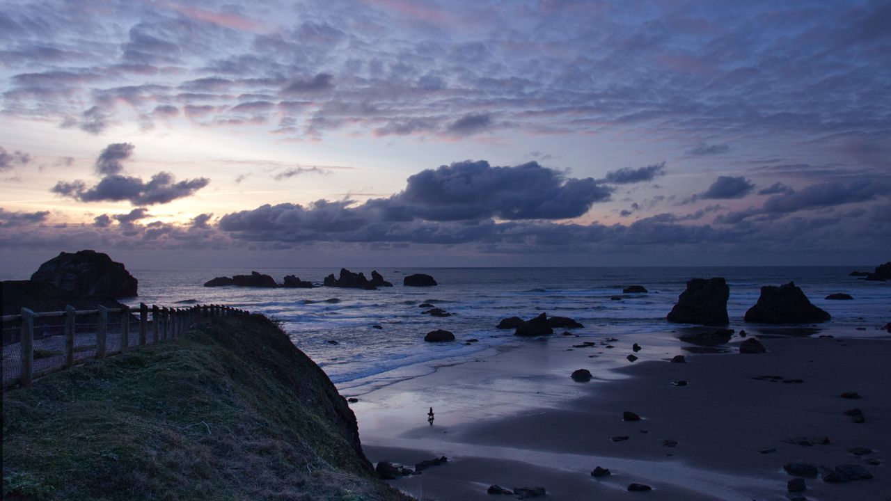 Wallpaper sea, beach, clouds, nature, dawn