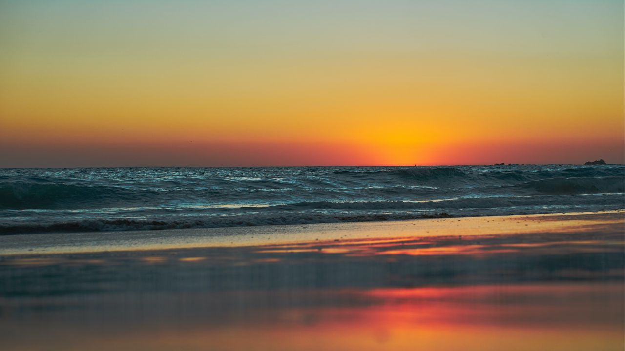 Wallpaper sea, beach, coast, sunset