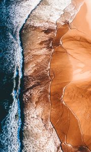 Preview wallpaper sea, beach, coast, aerial view, sand