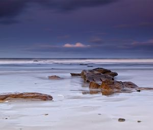 Preview wallpaper sea, beach, coast, sand, white, stones