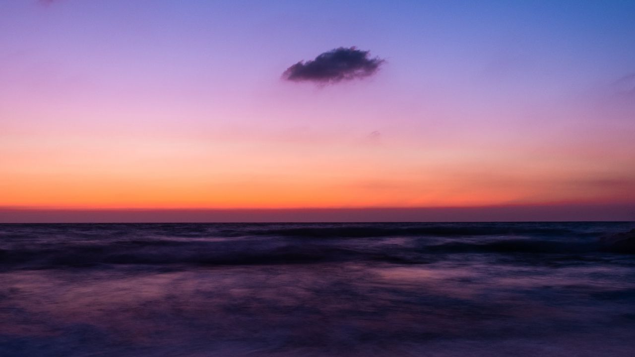 Wallpaper sea, beach, dusk, horizon, dark