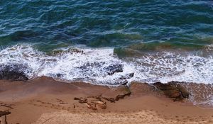 Preview wallpaper sea, beach, footprints