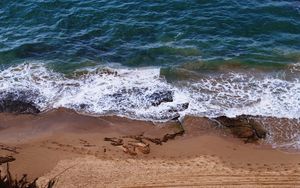 Preview wallpaper sea, beach, footprints