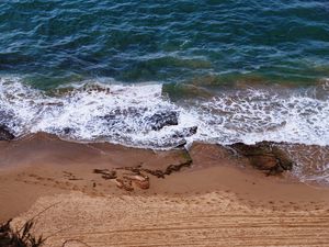 Preview wallpaper sea, beach, footprints