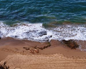 Preview wallpaper sea, beach, footprints