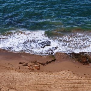 Preview wallpaper sea, beach, footprints