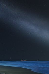 Preview wallpaper sea, beach, night, starry sky, dark