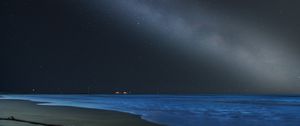 Preview wallpaper sea, beach, night, starry sky, dark