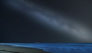 Preview wallpaper sea, beach, night, starry sky, dark