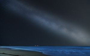 Preview wallpaper sea, beach, night, starry sky, dark