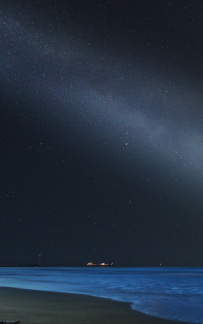 Download Wallpaper 800x1280 Sea Beach Night Starry Sky Dark Samsung Galaxy Note Gt N7000 Meizu Mx2 Hd Background