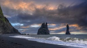 Preview wallpaper sea, beach, rocks, waves, shore