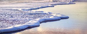 Preview wallpaper sea, beach, sea foam, clouds, sky, nature