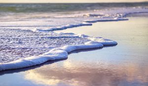 Preview wallpaper sea, beach, sea foam, clouds, sky, nature