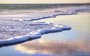 Preview wallpaper sea, beach, sea foam, clouds, sky, nature