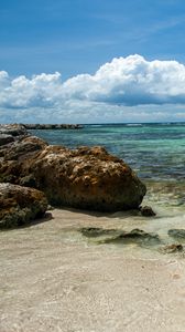 Preview wallpaper sea, beach, stones, clouds, nature