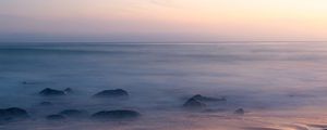 Preview wallpaper sea, beach, stones, fog, nature
