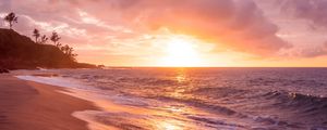 Preview wallpaper sea, beach, sunset, waves, surf