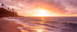 Preview wallpaper sea, beach, sunset, waves, surf