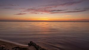 Preview wallpaper sea, beach, sunset, water, horizon