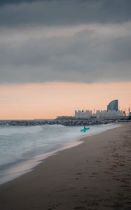 Preview wallpaper sea, beach, surfer, pier