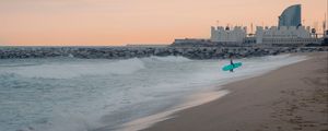 Preview wallpaper sea, beach, surfer, pier