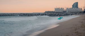 Preview wallpaper sea, beach, surfer, pier