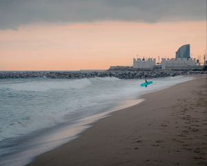 Preview wallpaper sea, beach, surfer, pier