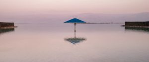 Preview wallpaper sea, beach, umbrella, water, reflection