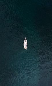 Preview wallpaper sea, boat, aerial view, water, surface