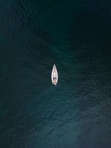 Preview wallpaper sea, boat, aerial view, water, surface