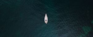 Preview wallpaper sea, boat, aerial view, water, surface