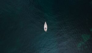 Preview wallpaper sea, boat, aerial view, water, surface