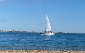 Wallpaper sea, boat, sun hd, picture, image