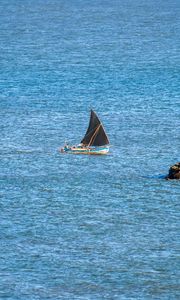 Preview wallpaper sea, boat, sail, minimalism