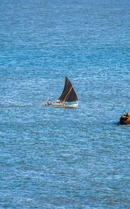 Preview wallpaper sea, boat, sail, minimalism