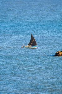 Preview wallpaper sea, boat, sail, minimalism