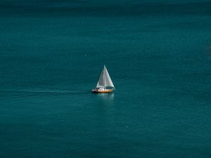 Preview wallpaper sea, boat, sailboat, water, horizon
