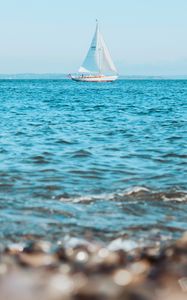 Preview wallpaper sea, boat, sailboat, water, waves