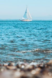 Preview wallpaper sea, boat, sailboat, water, waves