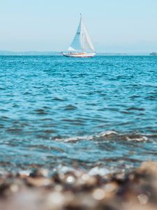 Preview wallpaper sea, boat, sailboat, water, waves