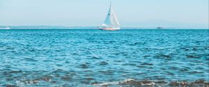 Preview wallpaper sea, boat, sailboat, water, waves