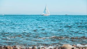 Preview wallpaper sea, boat, sailboat, water, waves