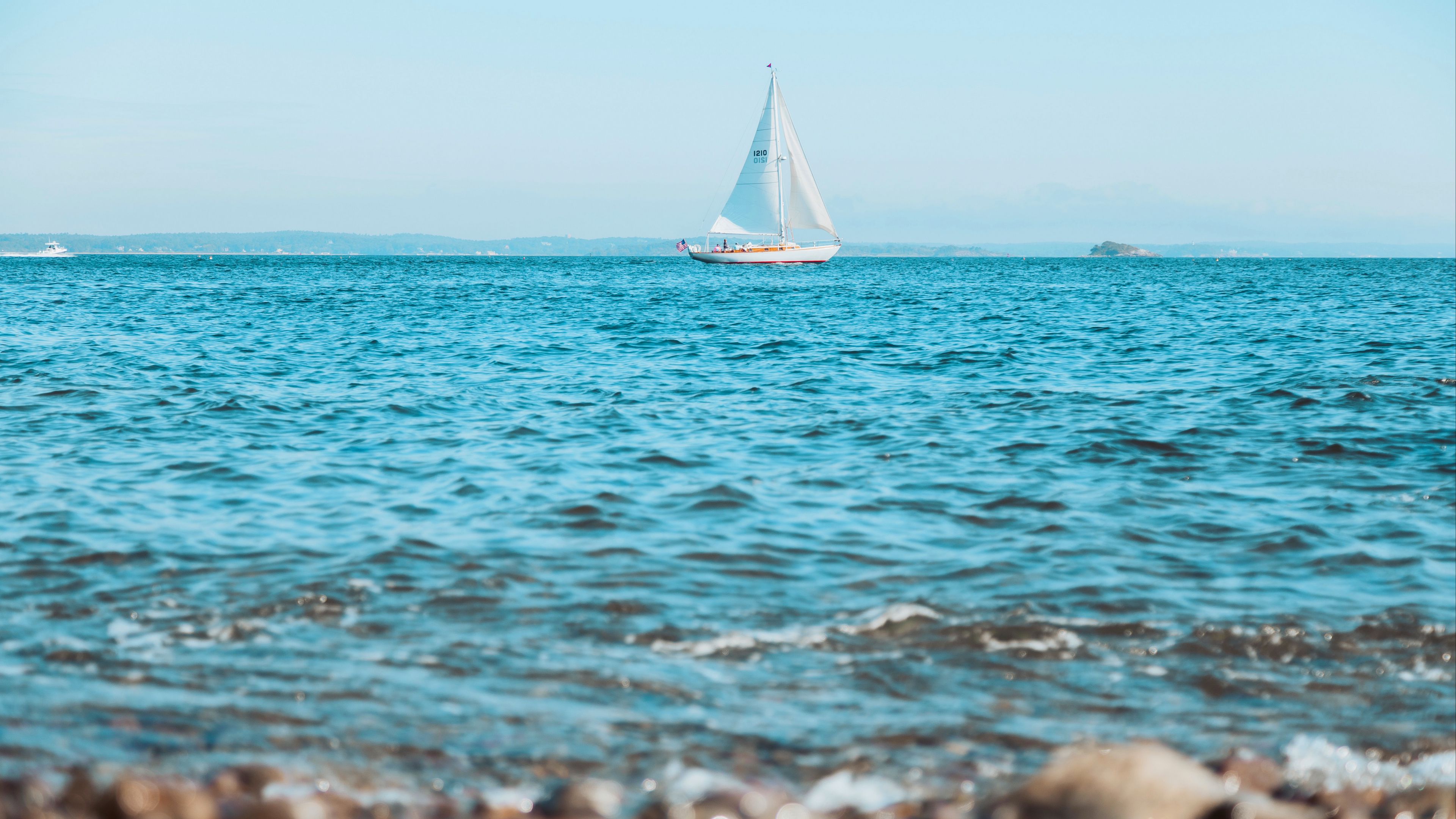 Download wallpaper 3840x2160 sea, boat, sailboat, water, waves 4k uhd ...