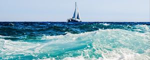 Preview wallpaper sea, boat, surf, foam