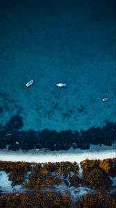Preview wallpaper sea, boats, aerial view, water, beach