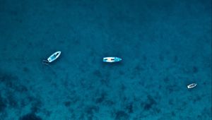 Preview wallpaper sea, boats, aerial view, water, beach