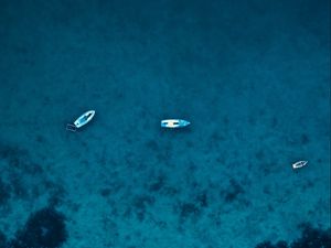 Preview wallpaper sea, boats, aerial view, water, beach