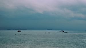 Preview wallpaper sea, boats, horizon, sky, blue